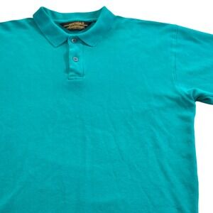 VTG Black Tag Eddie Bauer Polo Shirt Teal Green Cotton‎ Mens XL